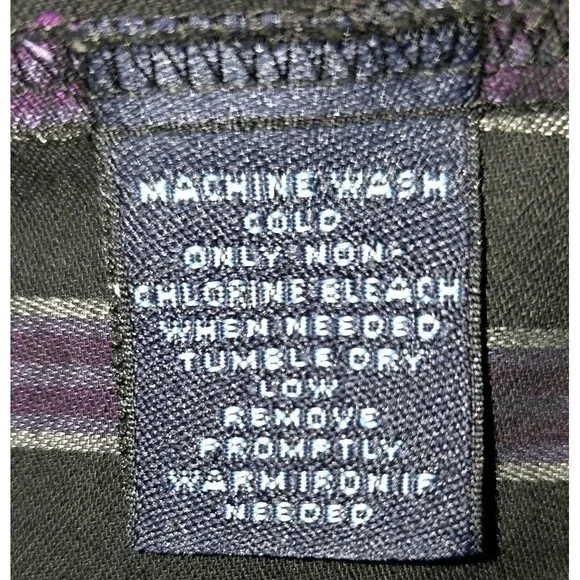 Westbound Wrinkle-Free Pinstripe Button Shirt Woman's Size 14 Shirt Purple Black - Picture 3 of 7